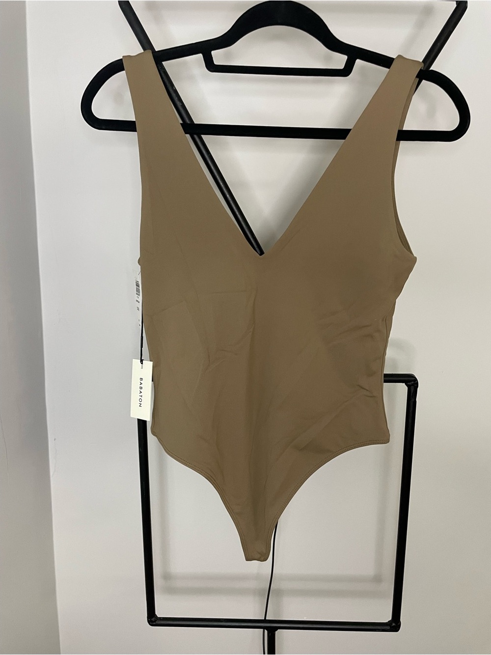 Babaton Tan V-Neck Bodysuit